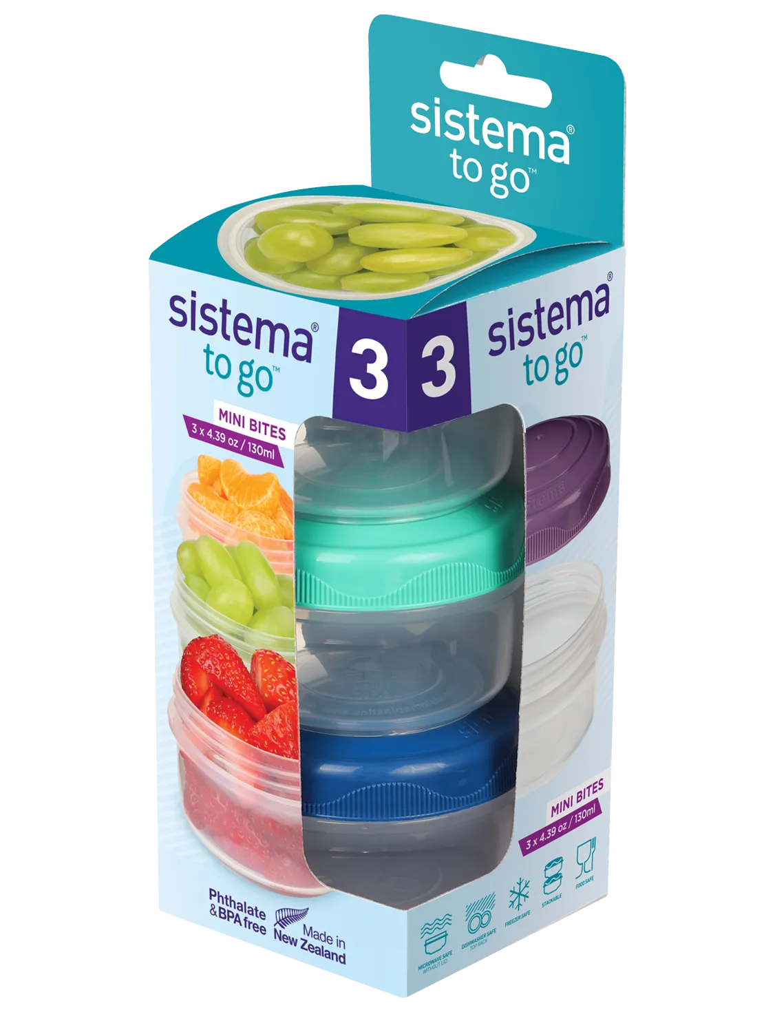 סט 3 קופסאות עגולות סיסטמה Sistema - TO GO