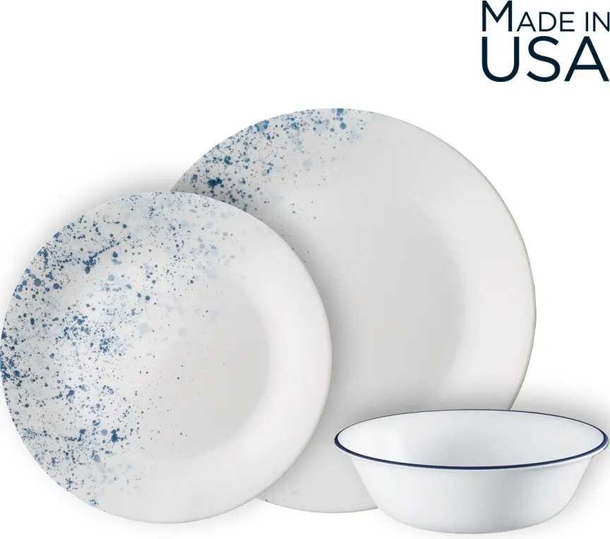 סט 18 צלחות קורנינג דגם (116) Corelle - Indigo Speckle