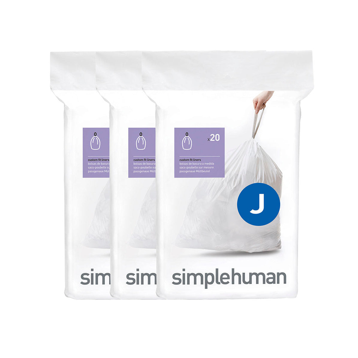 מארז 60 שקיות אשפה לפח 30-45 ליטר (J) דגם Simplehuman - CW0259 - סימפליומן