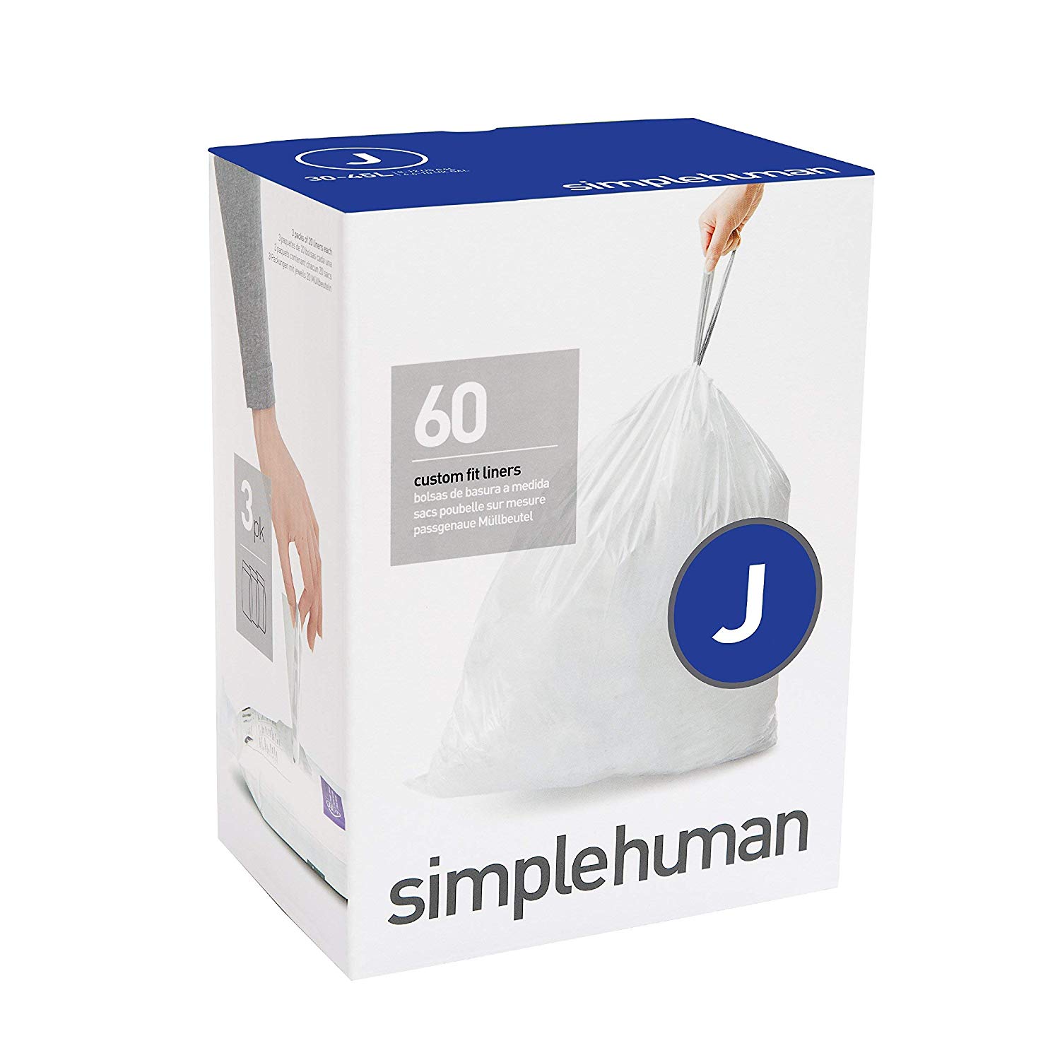 מארז 60 שקיות אשפה לפח 30-45 ליטר (J) דגם Simplehuman - CW0259 - סימפליומן