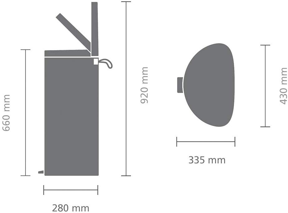 פח אשפה למטבח אובלי פדל למטבח 40 ליטר מט - Brabantia - ברבנטיה