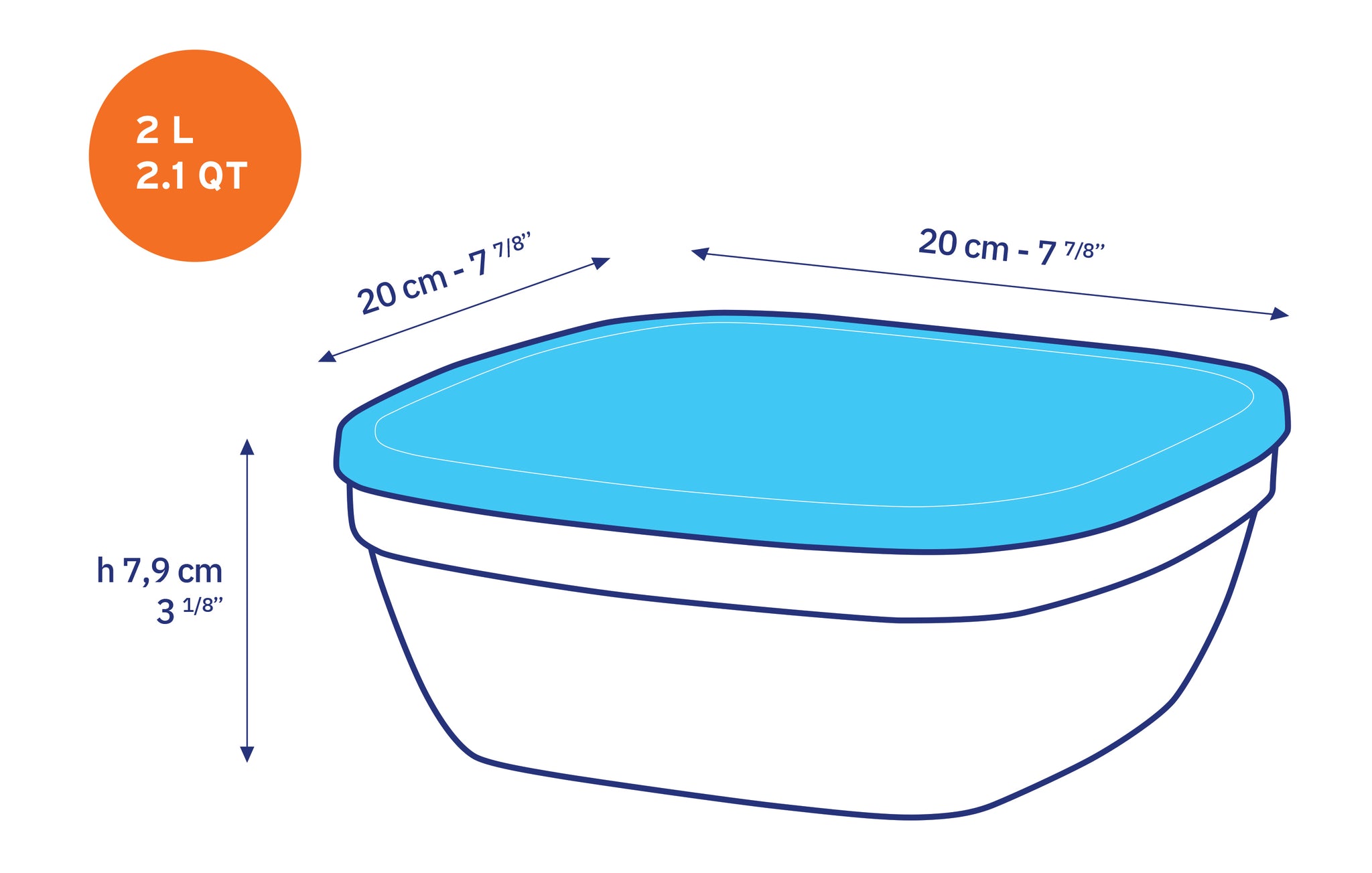 קופסא מרובעת 2 ליטר דגם Duralex - Freshbox